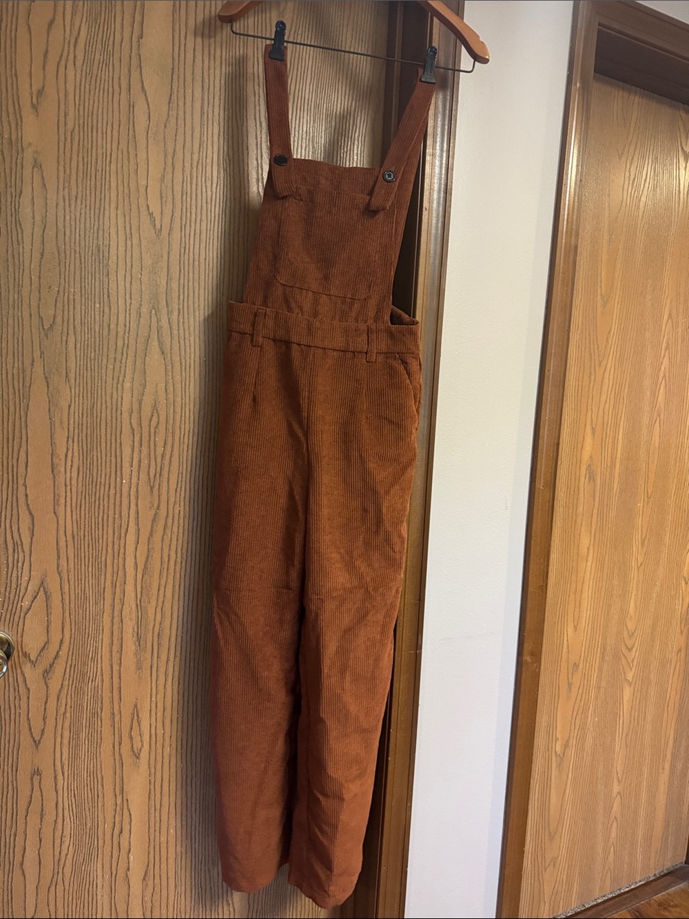 SHEIN Rust Corduroy Overalls Jumpsuit